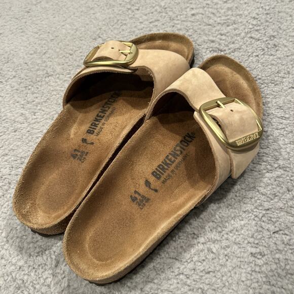 Birkenstock Madrid Big Buckle Cognac Leather / Gold Buckle Slides. W 9.5 Sz 41 - Picture 6 of 8